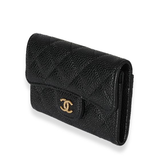 Chanel Black Quilted Caviar Flap Card Holder Wallet - Picture 2 of 7